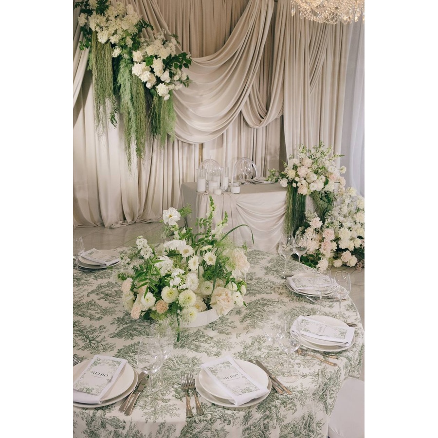 Скатерть "Каппа" Диор зеленая круглая - Фото миниатюра 2