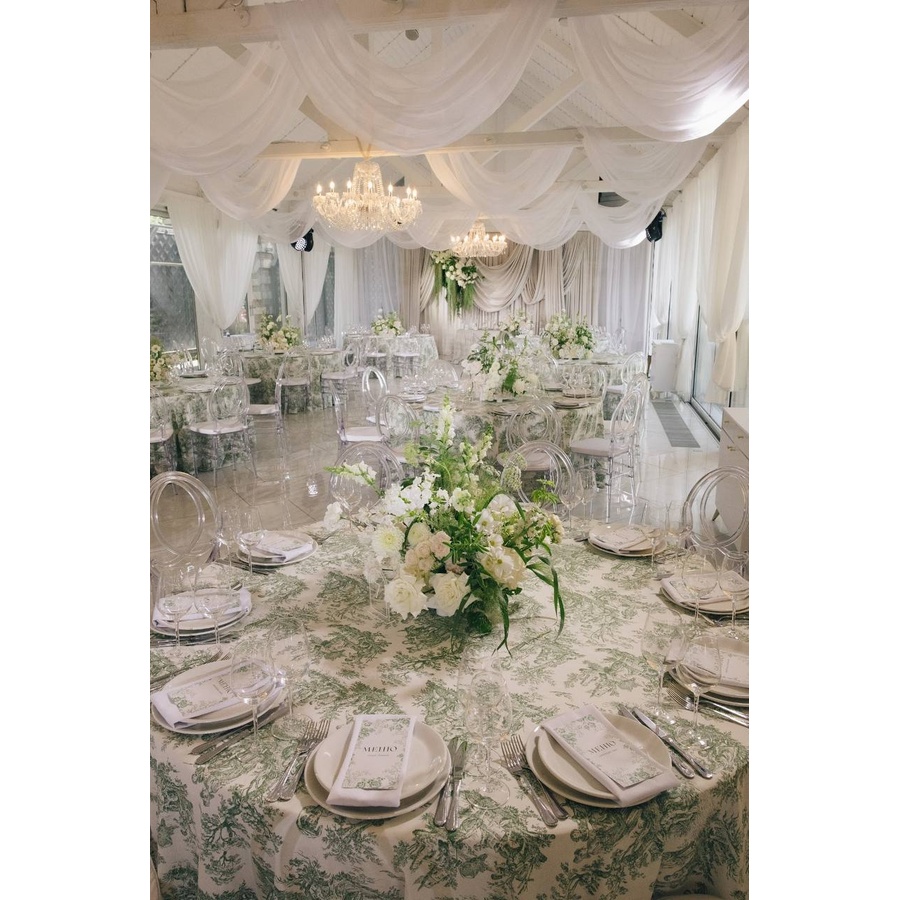 Скатерть "Каппа" Диор зеленая круглая - Фото миниатюра 3