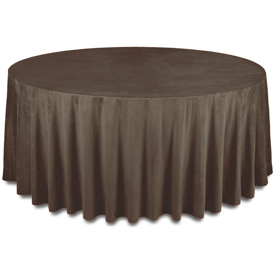 Скатерть бархатная "Бета" шоколадная круглая  - Фото основное 1