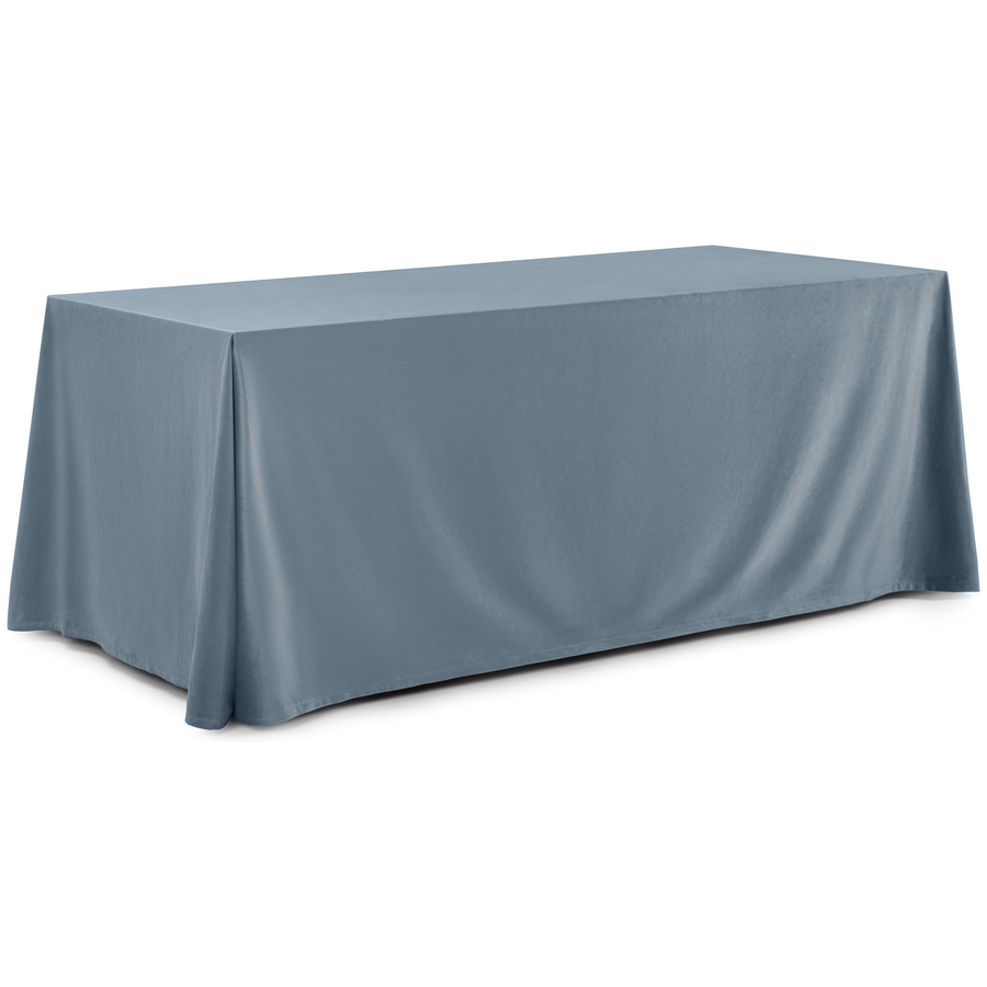 Скатерть прямая широкая бархатная серо-голубая - Фото основное 1