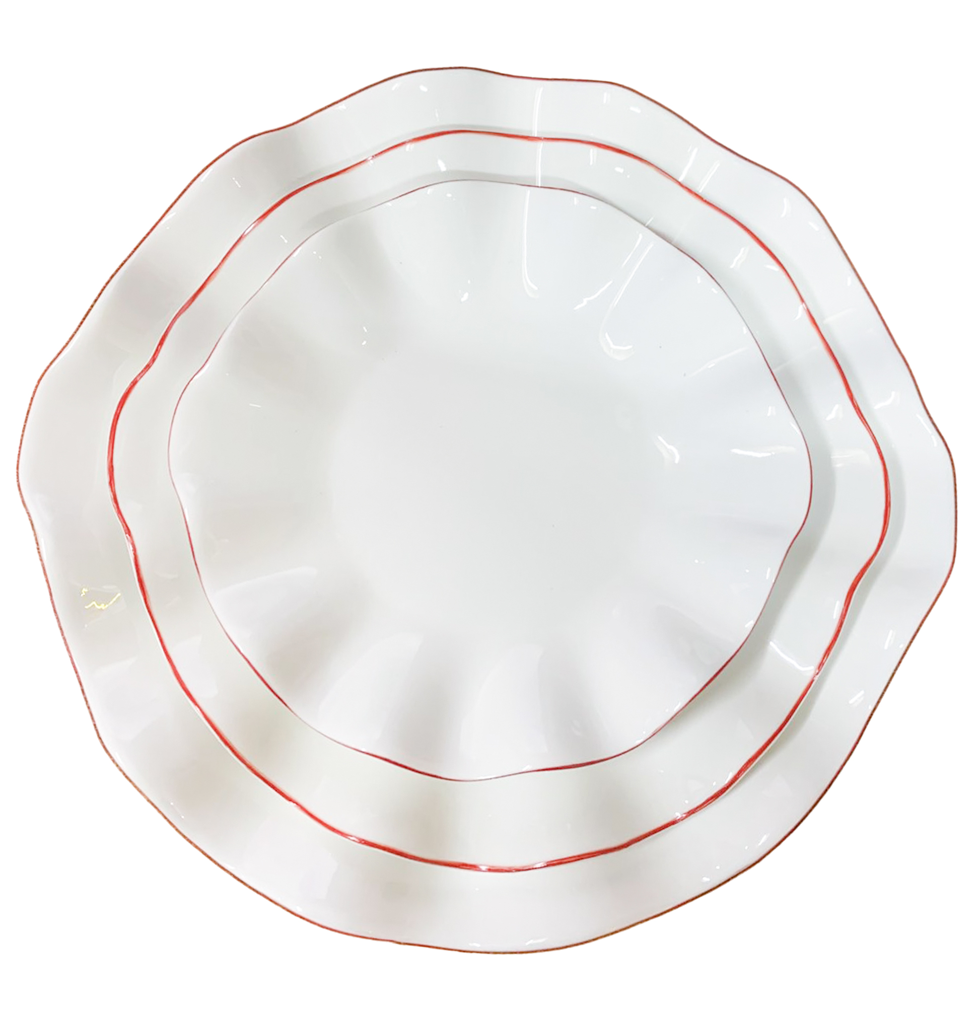 Порционная тарелка Lotus red rim M  - Фото миниатюра 2