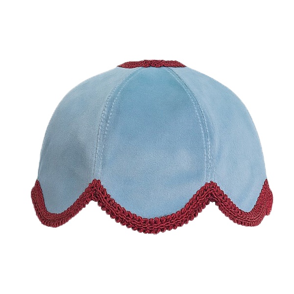 Чехол цветочек на лампу Dome, голубой + бордовая тесьма, велюр 