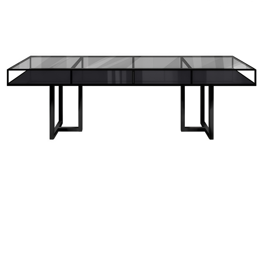 Стол "Loft Black", дымчатая столешница, черное подстолье - Фото миниатюра 1