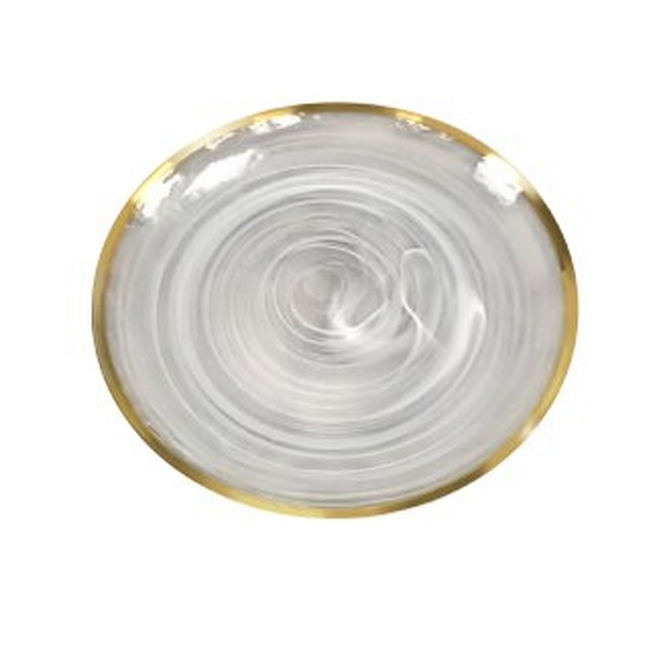 Тарелка сервизная "White smoke" с золотым кантом