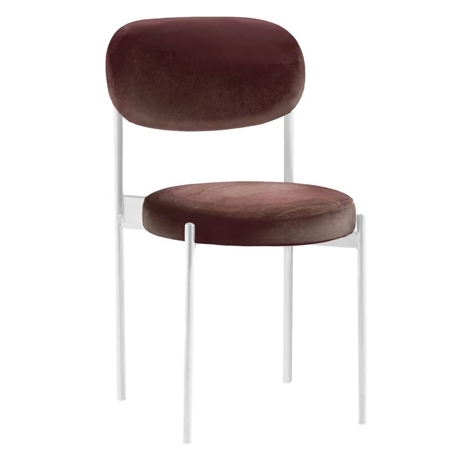 Стул Monaco белый, бархат темный шоколад - Фото миниатюра 1