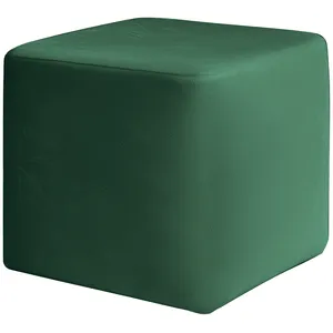 Чехол пуфик "Квадро" | зеленый малахит бархат