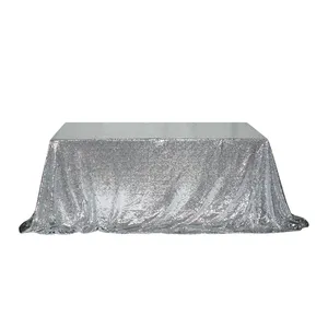 Скатерть с пайетками "Дельта" серебряная прямоугольная