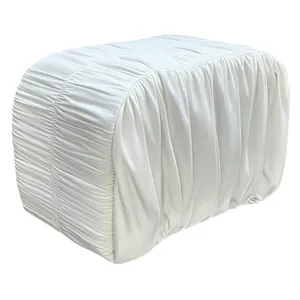 Чехол пуфик "Боу" мини | белый ландыш драпировка бархат