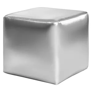 Чехол пуфик "Квадро" серебряный