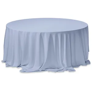 Скатерть круглая из матина пастельно-голубая