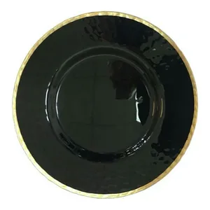 Подстановочная тарелка «Мориссон» черная с золотой каймой