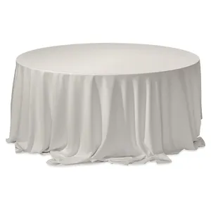 Скатерть круглая из матина пастельно-серая