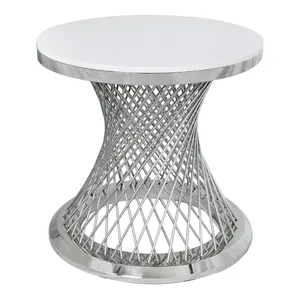 Стол круглый для торта Герольд бело-серебряный