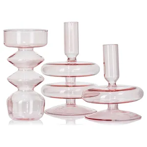 Набор из трех ваз-подсвечников "Боболема" розовые