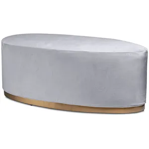 Чехол бархатный светло-серый для овального пуфа