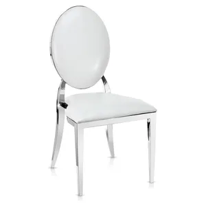 Стул Вашингтон серебро, подушки белая кожа