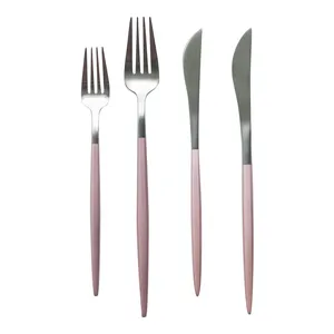 Набор из 4 приборов Анкона розово-серебряный