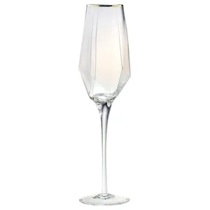 Бокал «Геометрия» прозрачный с золотом для шампанского