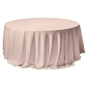 Скатерть круглая из матина пастельно-пудровая