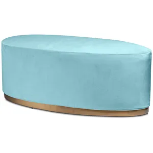 Чехол бархатный небесный для овального пуфа