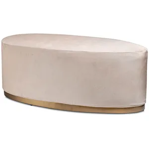 Чехол бархатный кремовый для овального пуфа