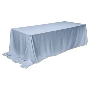 Скатерть прямая широкая из матина пастельно-голубая