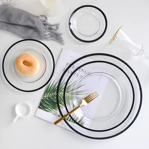 Сет из 3-х тарелок 33/27/21 Призрак с чёрной  каймой