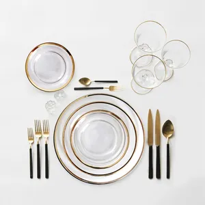 Сет из 3-х тарелок 33/27/21 Призрак с золотой каймой