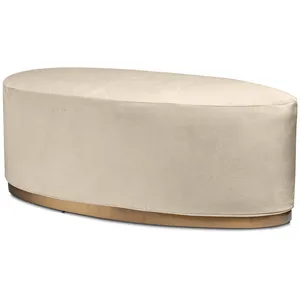 Чехол бархатный светло-бежевый для овального пуфа