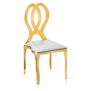 Стул Инфинити золотой, подушка белая кожа