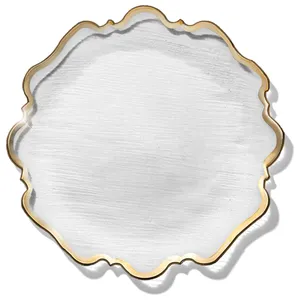 Подстановочная тарелка «Жозефина» прозрачная с золотой каймой