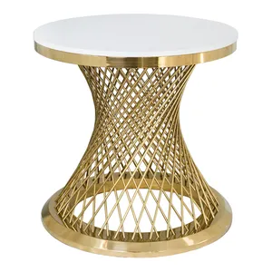 Стол круглый для торта Герольд бело-золотой