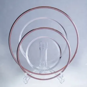 Сет из 2-х тарелок 33/27  Призрак с каймой розовое золото