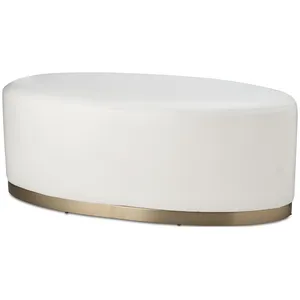 Пуф «Овал» золотой, белая экокожа