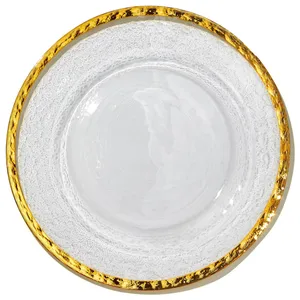 Подстановочная тарелка «Бари» прозрачная с широкой золотой каймой