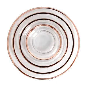 Сет из 3-х тарелок 33/27/21  Призрак с каймой розовое золото