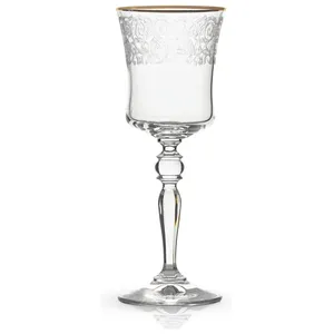 Бокал "Виола" для вина прозрачный с золотой каймой