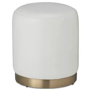 Пуф «Круг» золотой, белая экокожа