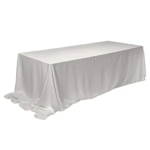 Скатерть прямая широкая из матина пастельно-серая