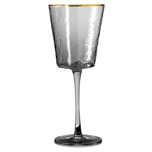 Бокал «Эванс» для  вина дымчатый с золотой каймой, 350 мл