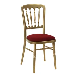 Стул «Наполеон» золотой, с бордовой подушкой
