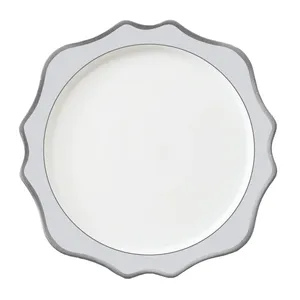 Тарелка Амелия серая с серебряной каймой