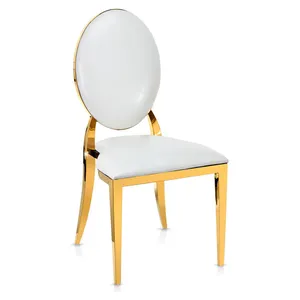 Стул Вашингтон золотой, подушка белая кожа