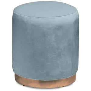 Чехол бархатный серо-голубой для круглого пуфа