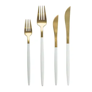 Набор из 4 приборов Анкона бело-золотой