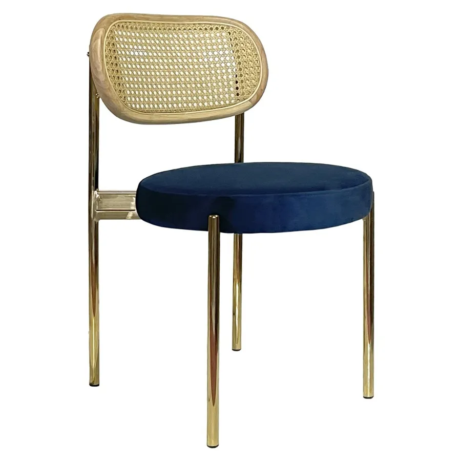 Стул Modern Gold, Natural Rotango + Navy - Фото миниатюра 1