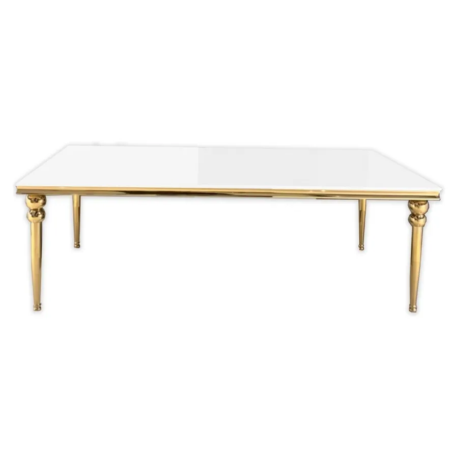 Прямоугольный стол Rectangle-Gold 240, белый глянцевый МДФ - Фото основное 1