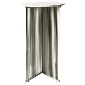 Коктейльный стол Shredder Silver Circle c белой столешницей