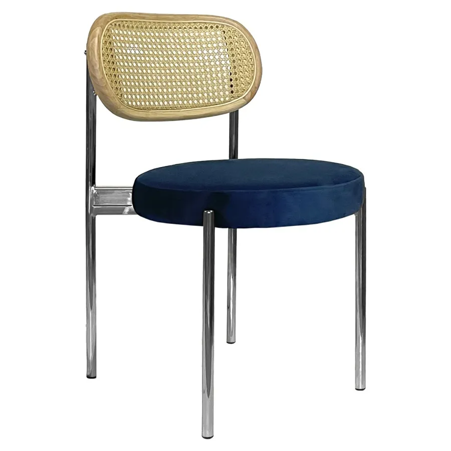 Стул Modern Silver, Natural Rotango + Navy - Фото основное 1