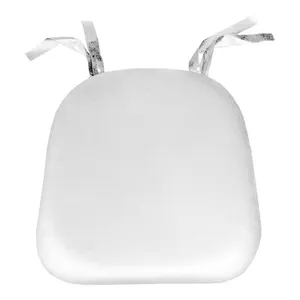 Подушка на стул из эко-кожи, на завязках, белая